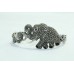 Sterling Silver 925 elephant theme jewelry Cuff Bracelet Bangle Marcasite stones